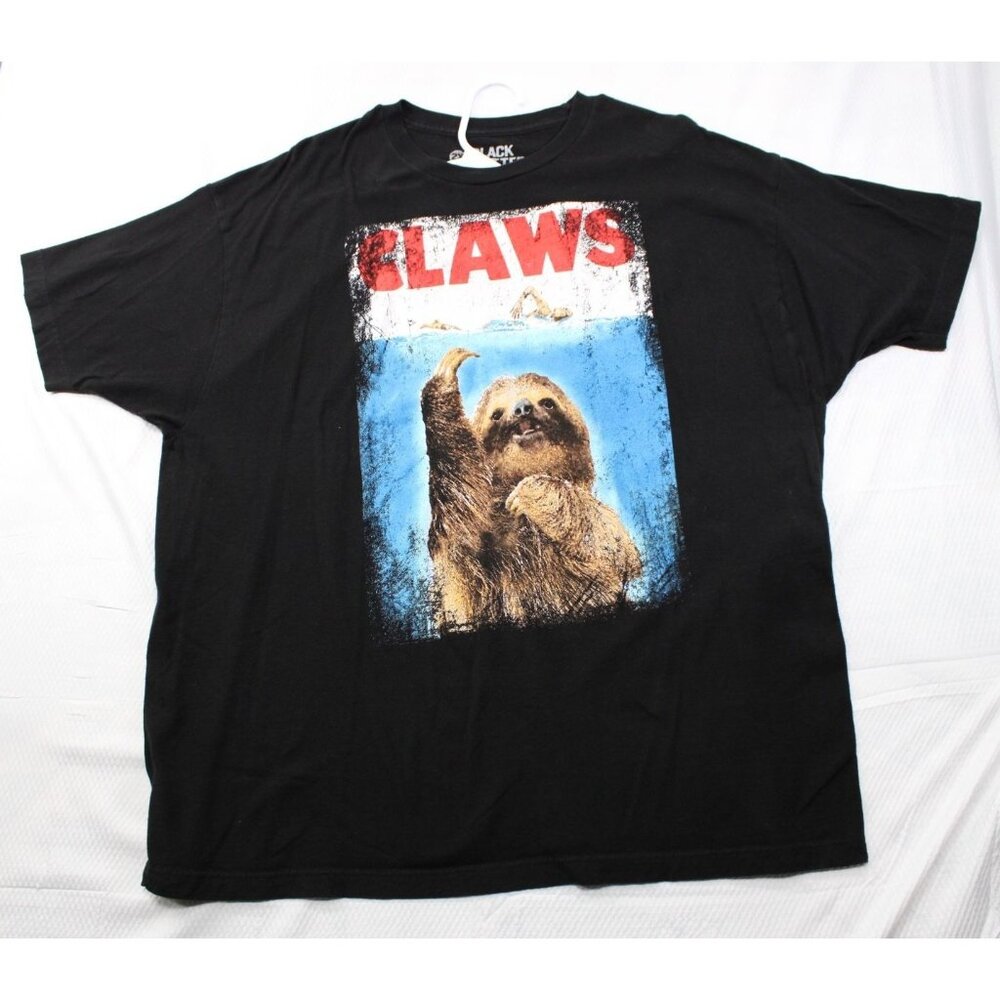 Claws Sloth, Jaws‎ Parody Graphic T-Shirt Black 2X By Black Matter